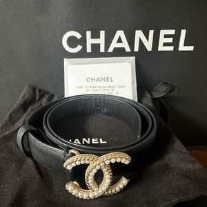 ❌Sold❌Chanel Lambskin Pearl Belt size 80cm 22S